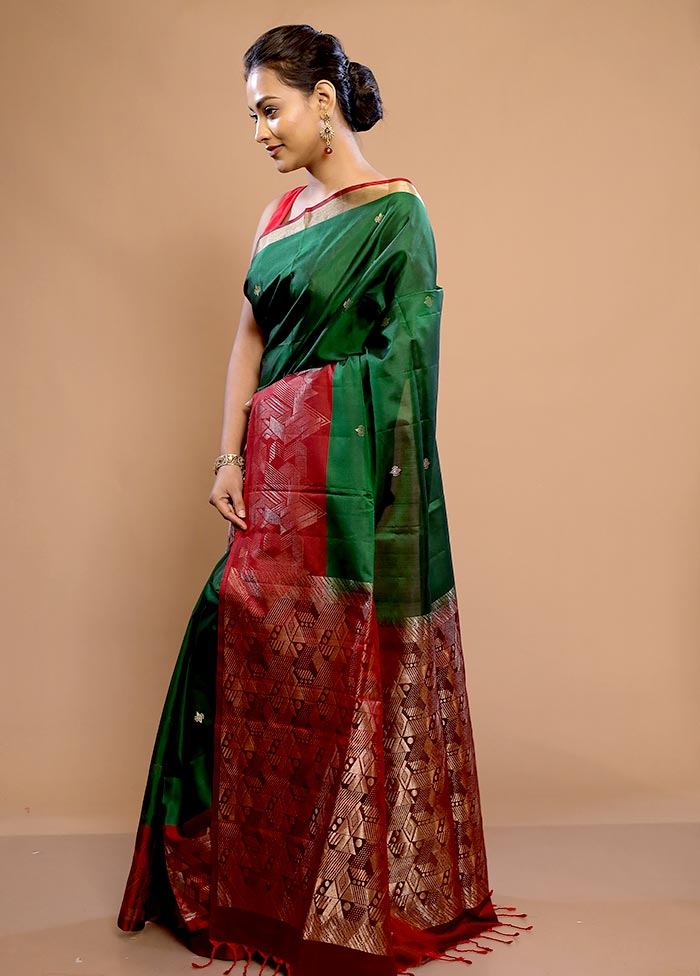 Green Kanjivaram Pure Silk Saree With Blouse Piece - Indian Silk House Agencies