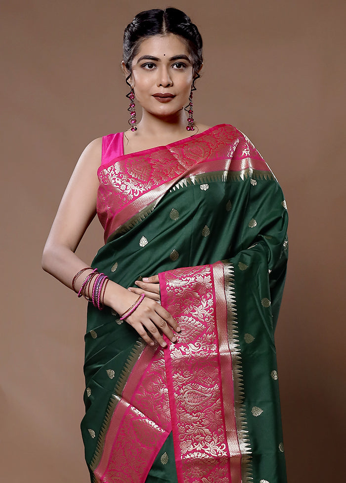 Green Kanjivaram Silk Saree With Blouse Piece - Indian Silk House Agencies