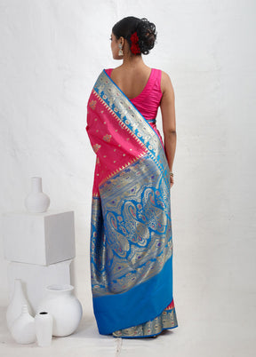 Pink Kanjivaram Silk Saree With Blouse Piece - Indian Silk House Agencies