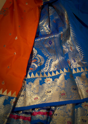 Rust Kanjivaram Silk Saree With Blouse Piece - Indian Silk House Agencies