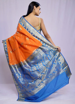 Rust Kanjivaram Silk Saree With Blouse Piece - Indian Silk House Agencies