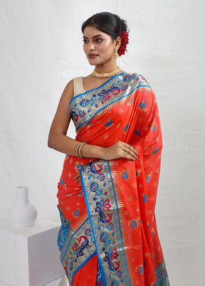 Pink Kanjivaram Silk Saree With Blouse Piece - Indian Silk House Agencies