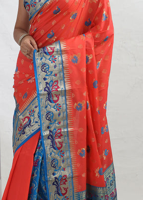 Pink Kanjivaram Silk Saree With Blouse Piece - Indian Silk House Agencies