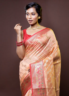 Rust Dupion Silk Saree With Blouse Piece