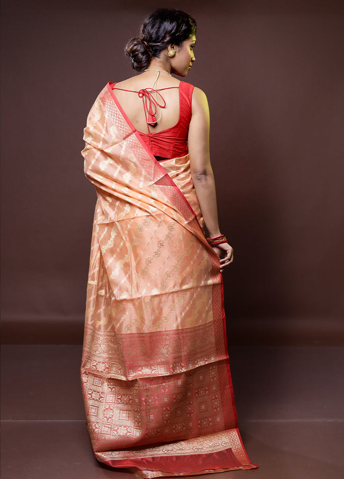 Rust Dupion Silk Saree With Blouse Piece