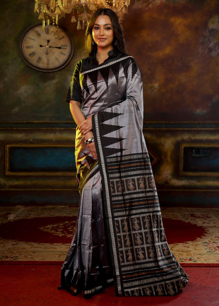 Grey Bomkai Pure Silk Saree With Blouse Piece - Indian Silk House Agencies