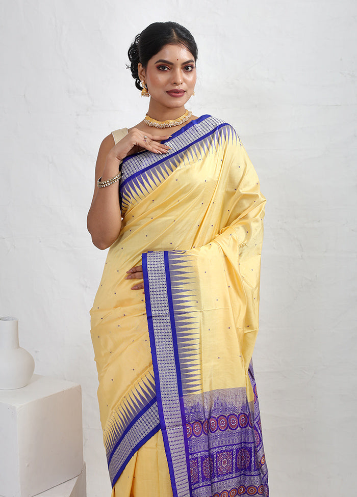 Cream Bomkai Pure Silk Saree With Blouse Piece - Indian Silk House Agencies