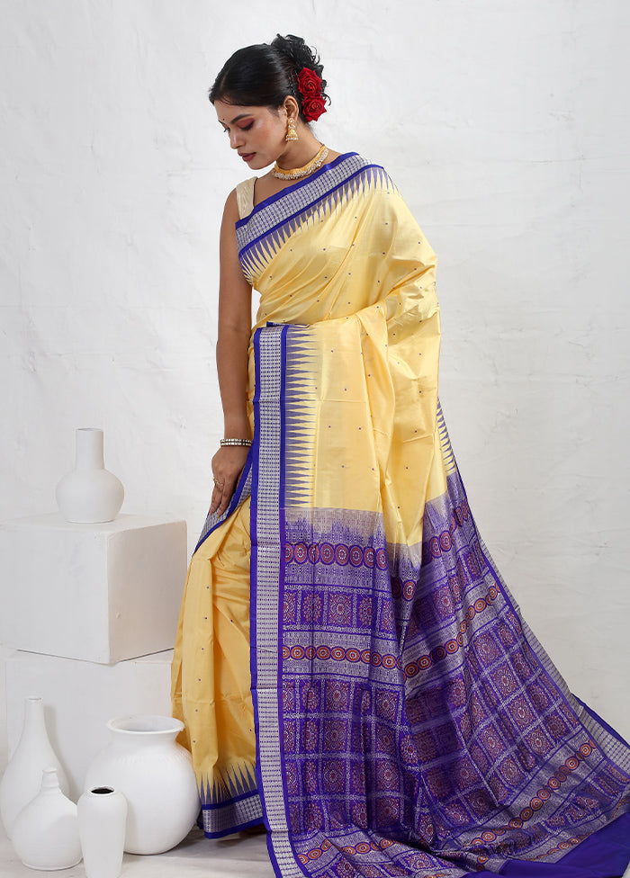 Cream Bomkai Pure Silk Saree With Blouse Piece - Indian Silk House Agencies