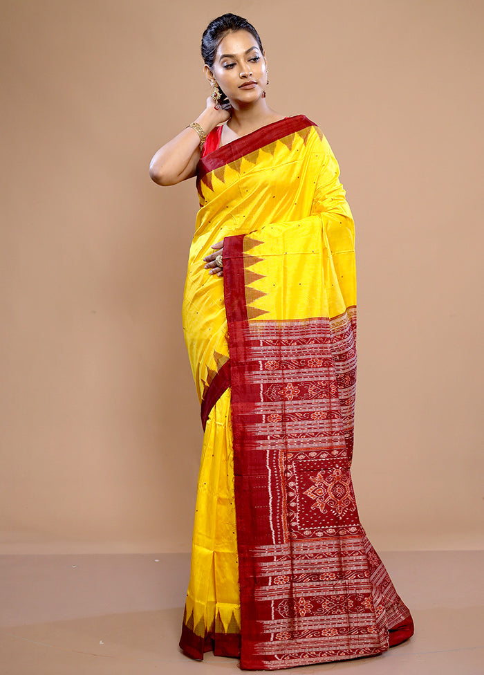 Yellow Pure Ikkat Cotton Saree With Blouse Piece - Indian Silk House Agencies