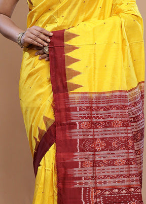 Yellow Pure Ikkat Cotton Saree With Blouse Piece - Indian Silk House Agencies