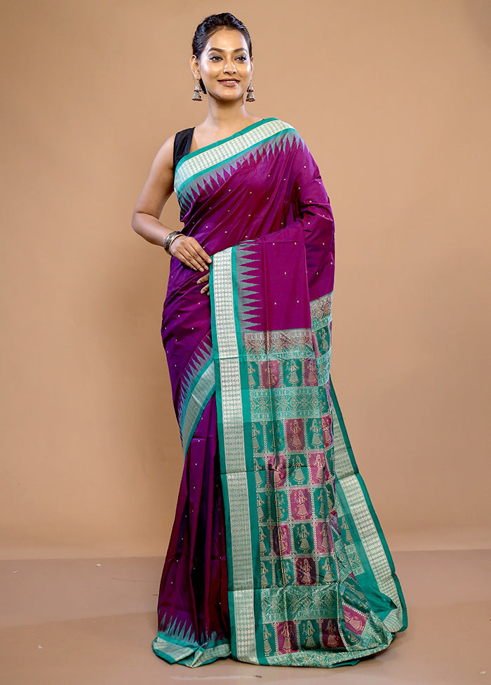 Purple Pure Ikkat Cotton Saree With Blouse Piece - Indian Silk House Agencies