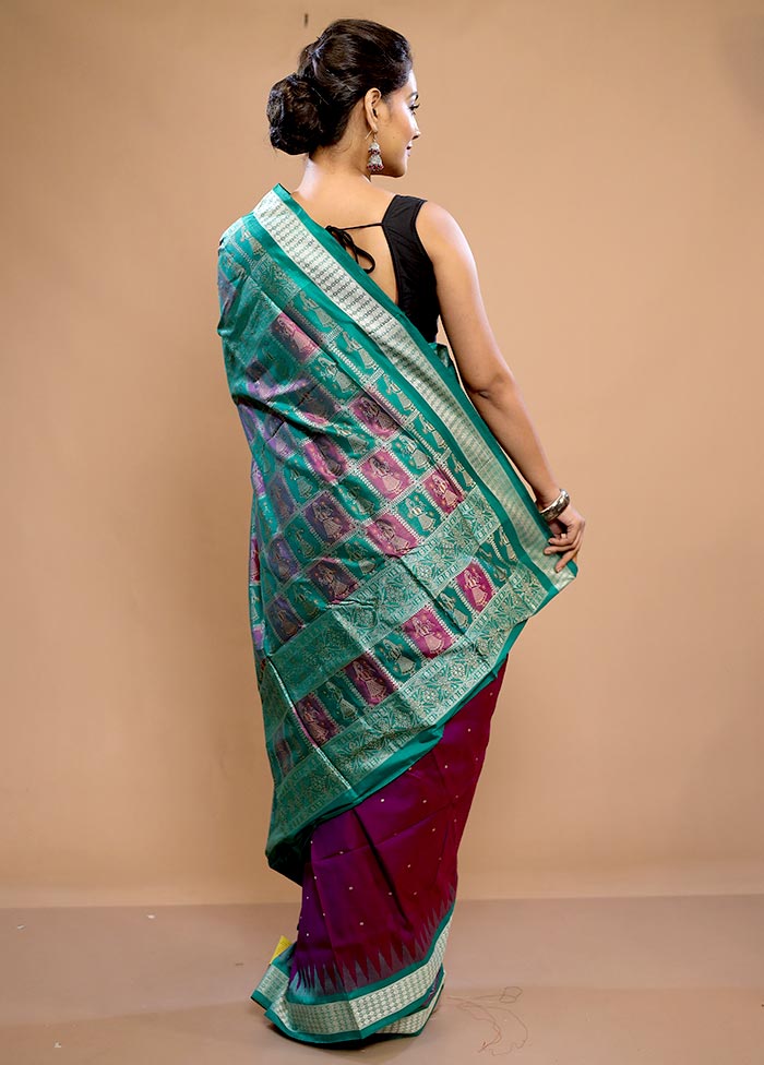 Purple Pure Ikkat Cotton Saree With Blouse Piece - Indian Silk House Agencies