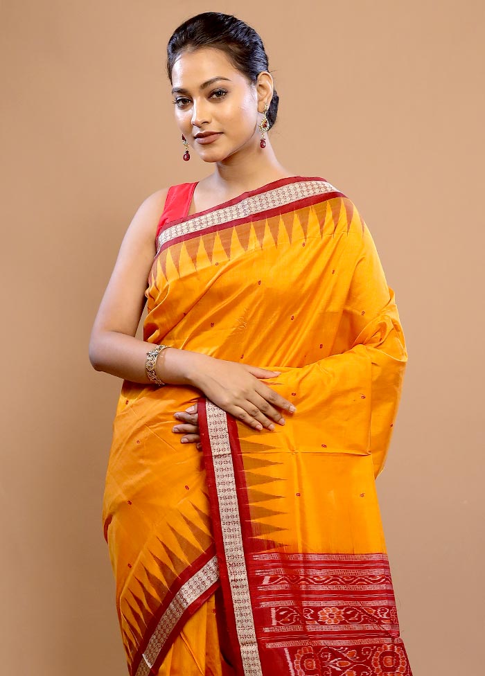 Yellow Pure Ikkat Cotton Saree With Blouse Piece - Indian Silk House Agencies