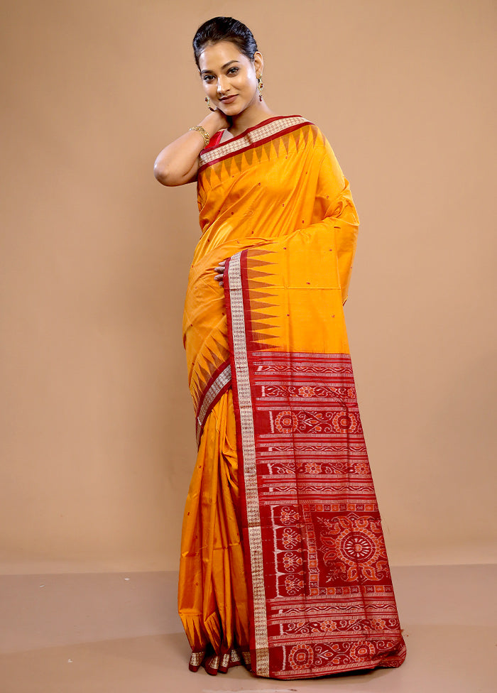 Yellow Pure Ikkat Cotton Saree With Blouse Piece - Indian Silk House Agencies