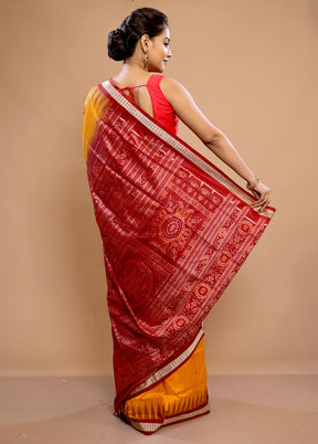 Yellow Pure Ikkat Cotton Saree With Blouse Piece - Indian Silk House Agencies