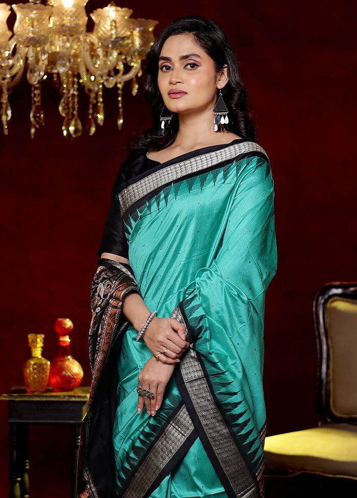 Green Pure Ikkat Cotton Saree With Blouse Piece - Indian Silk House Agencies