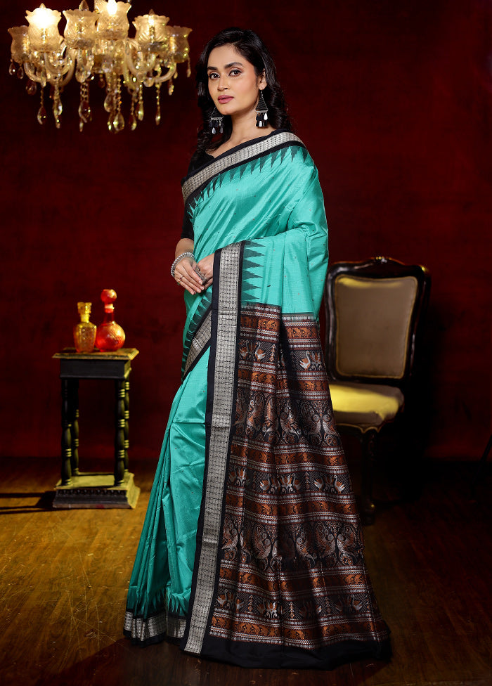 Green Pure Ikkat Cotton Saree With Blouse Piece - Indian Silk House Agencies