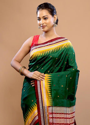 Green Pure Ikkat Cotton Saree With Blouse Piece - Indian Silk House Agencies