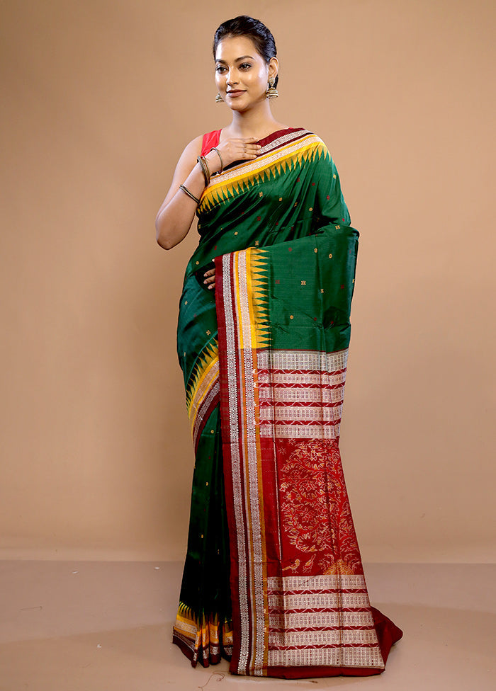 Green Pure Ikkat Cotton Saree With Blouse Piece - Indian Silk House Agencies