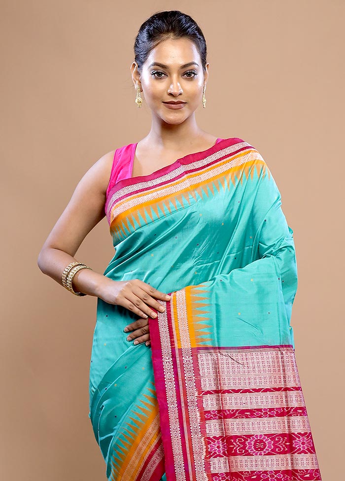 Green Pure Ikkat Cotton Saree With Blouse Piece - Indian Silk House Agencies