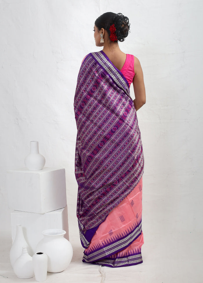 Pink Bomkai Pure Silk Saree With Blouse Piece - Indian Silk House Agencies