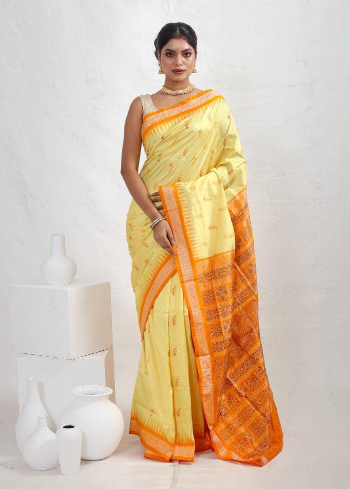 Yellow Bomkai Pure Silk Saree With Blouse Piece - Indian Silk House Agencies