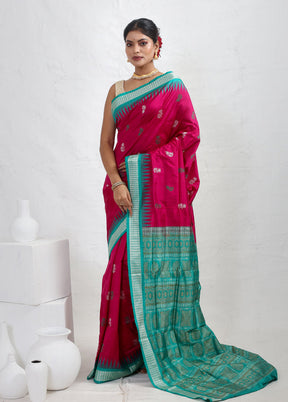 Pink Bomkai Pure Silk Saree With Blouse Piece - Indian Silk House Agencies