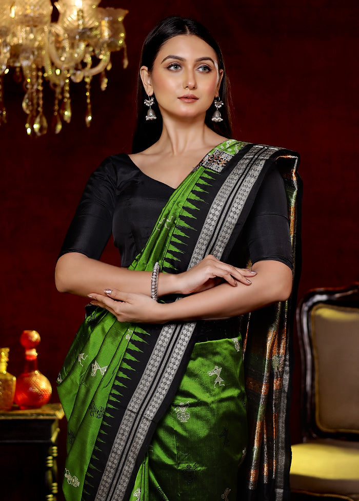 Green Pure Ikkat Cotton Saree With Blouse Piece - Indian Silk House Agencies