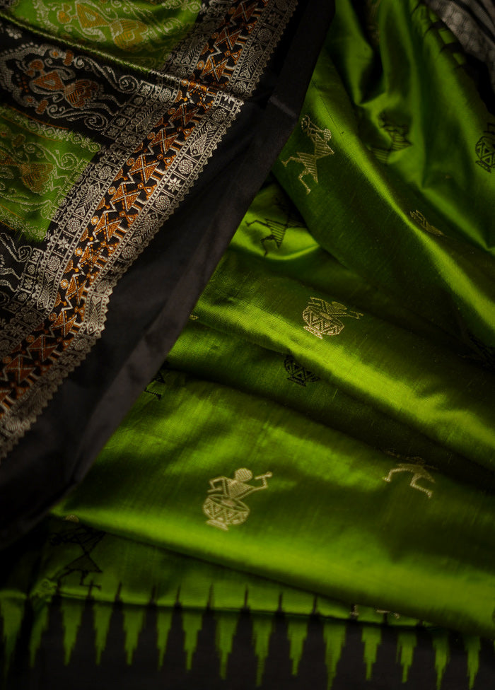 Green Pure Ikkat Cotton Saree With Blouse Piece - Indian Silk House Agencies