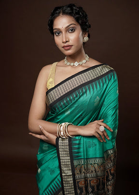 Green Bomkai Pure Silk Saree With Blouse Piece - Indian Silk House Agencies