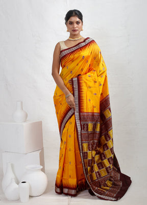 Yellow Bomkai Pure Silk Saree With Blouse Piece - Indian Silk House Agencies