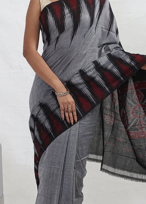 Grey Cotton Ikkat Saree Without Blouse Piece - Indian Silk House Agencies