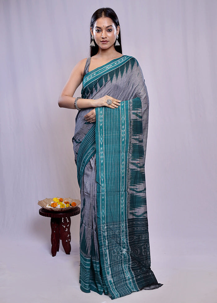 Grey Bomkai Silk Saree Without Blouse Piece - Indian Silk House Agencies