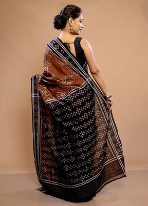 Brown Pure Ikkat Cotton Saree Without Blouse Piece - Indian Silk House Agencies