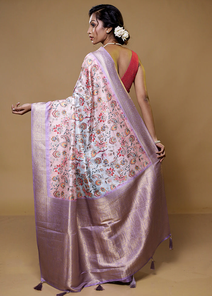 Grey Dupion Silk Saree With Blouse Piece