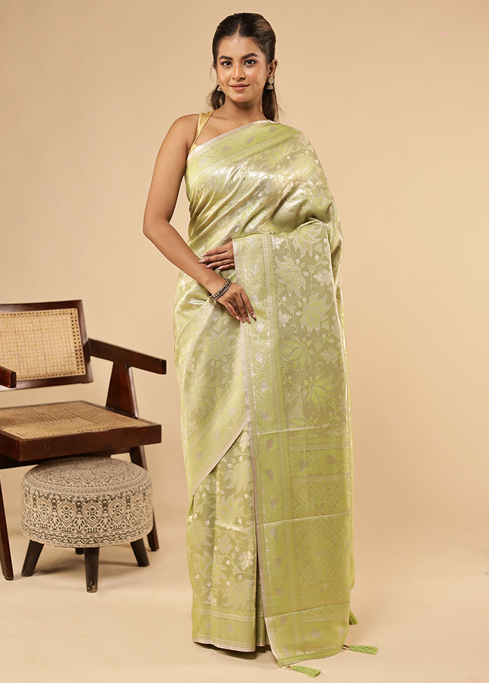 Green Dupion Silk Saree With Blouse Piece