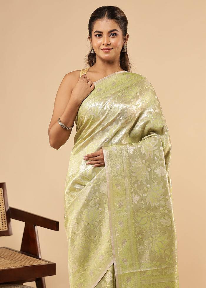 Green Dupion Silk Saree With Blouse Piece