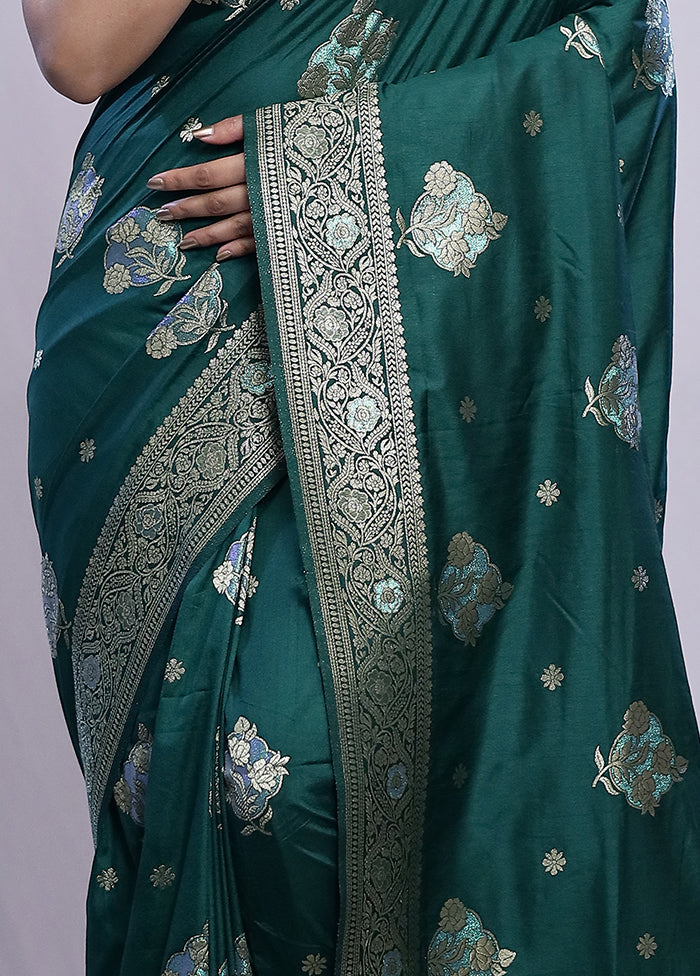 Green Dupion Silk Saree With Blouse Piece - Indian Silk House Agencies