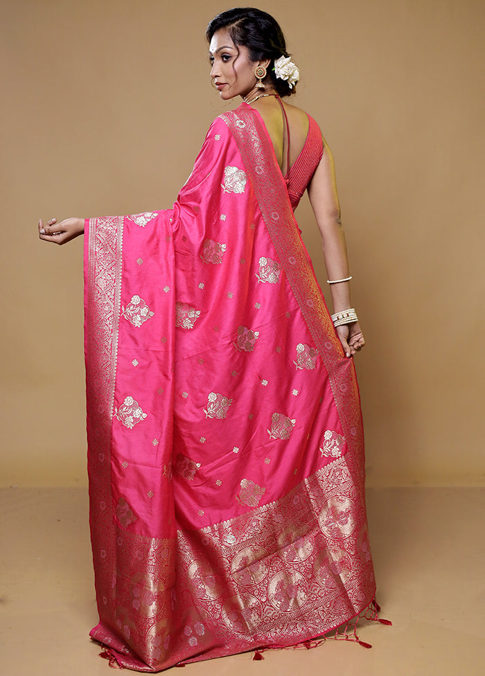 Pink Dupion Silk Saree With Blouse Piece