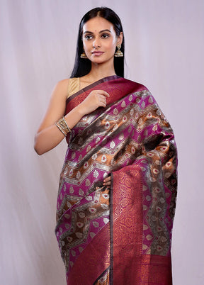 Purple Dupion Silk Saree With Blouse Piece - Indian Silk House Agencies