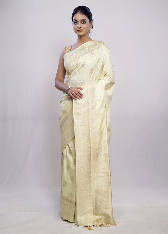 Cream Dupion Silk Saree With Blouse Piece - Indian Silk House Agencies