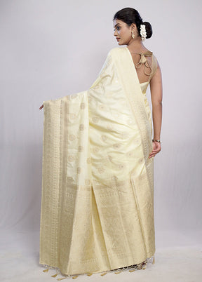 Cream Dupion Silk Saree With Blouse Piece - Indian Silk House Agencies