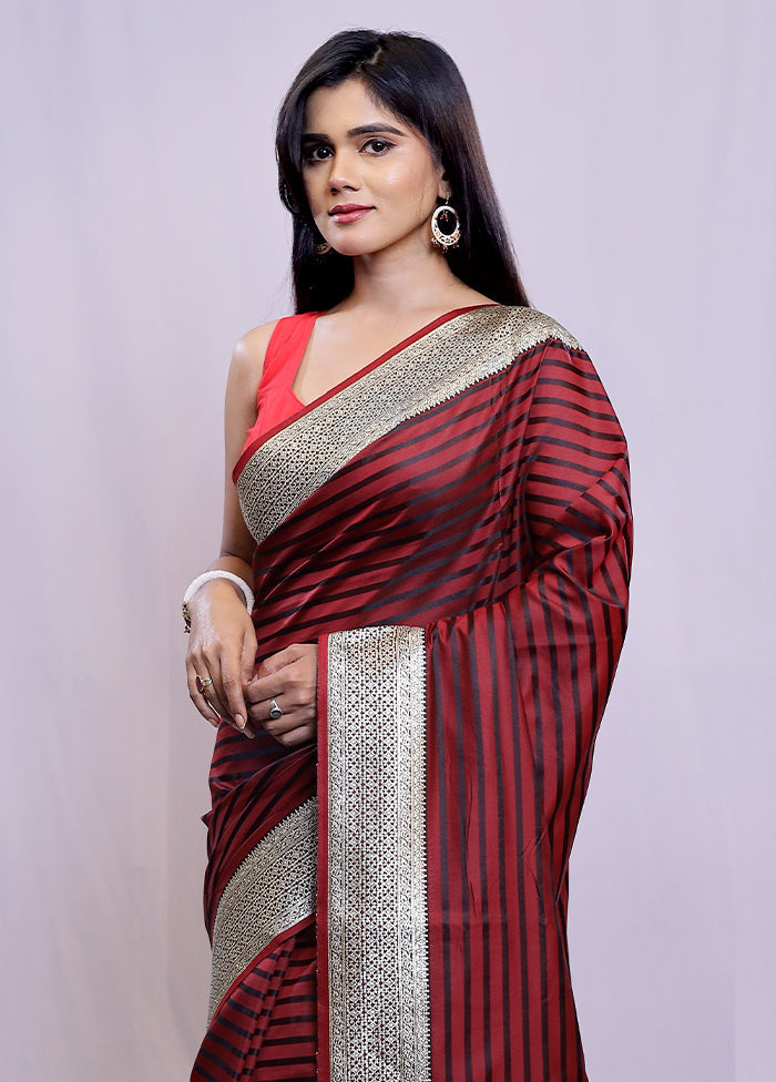 Maroon Dupion Silk Saree With Blouse Piece - Indian Silk House Agencies