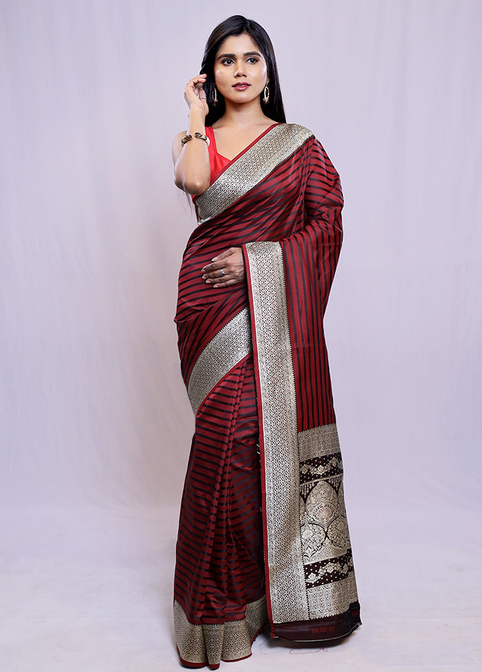 Maroon Dupion Silk Saree With Blouse Piece - Indian Silk House Agencies