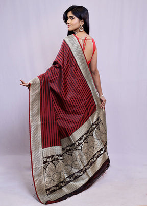 Maroon Dupion Silk Saree With Blouse Piece - Indian Silk House Agencies