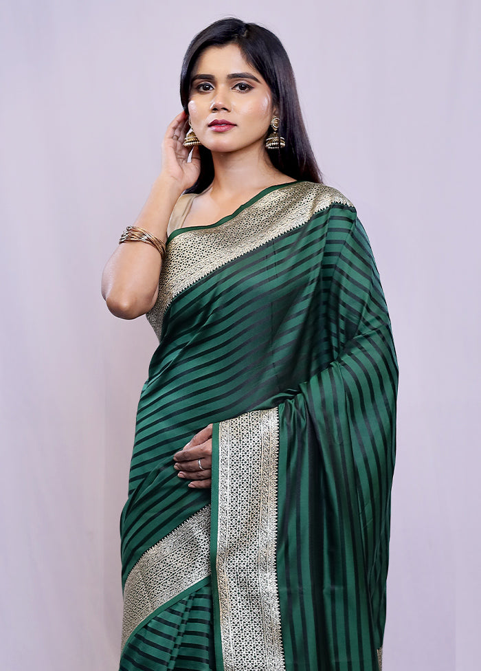 Green Dupion Silk Saree With Blouse Piece - Indian Silk House Agencies