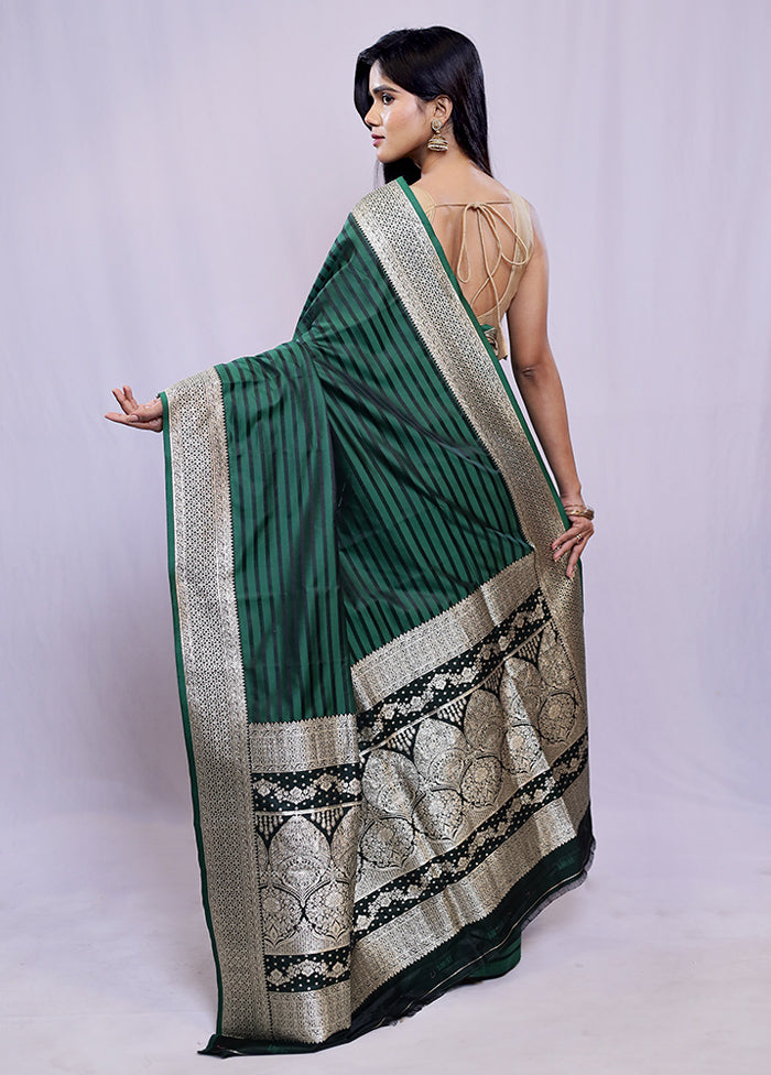 Green Dupion Silk Saree With Blouse Piece - Indian Silk House Agencies