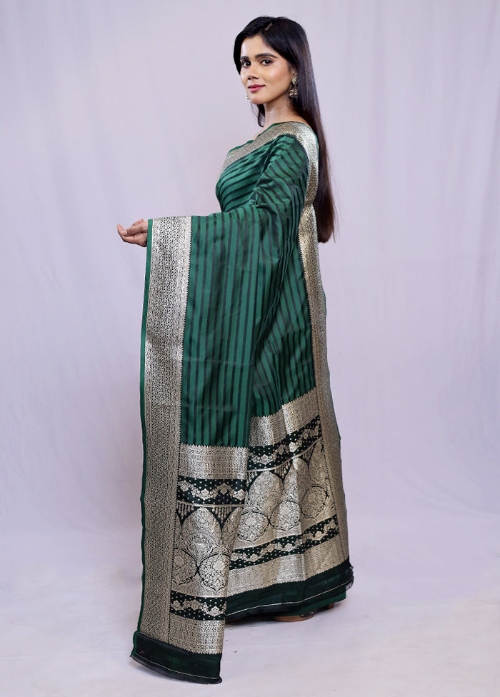 Green Dupion Silk Saree With Blouse Piece - Indian Silk House Agencies