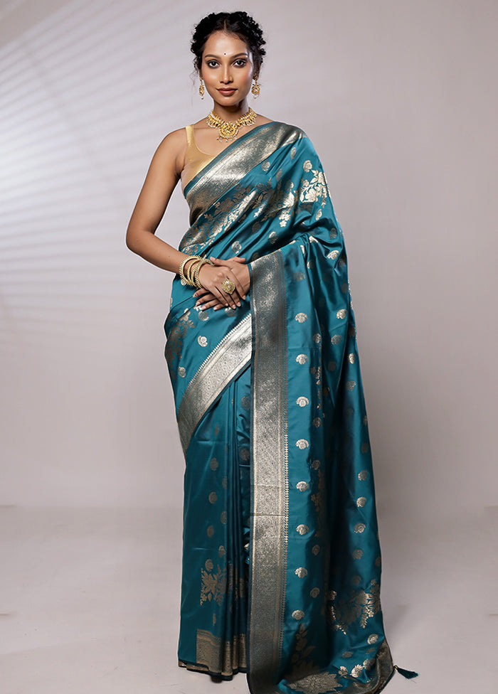 Green Dupion Silk Saree With Blouse Piece - Indian Silk House Agencies