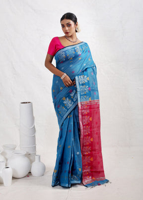 Blue Matka Silk Saree With Blouse Piece - Indian Silk House Agencies